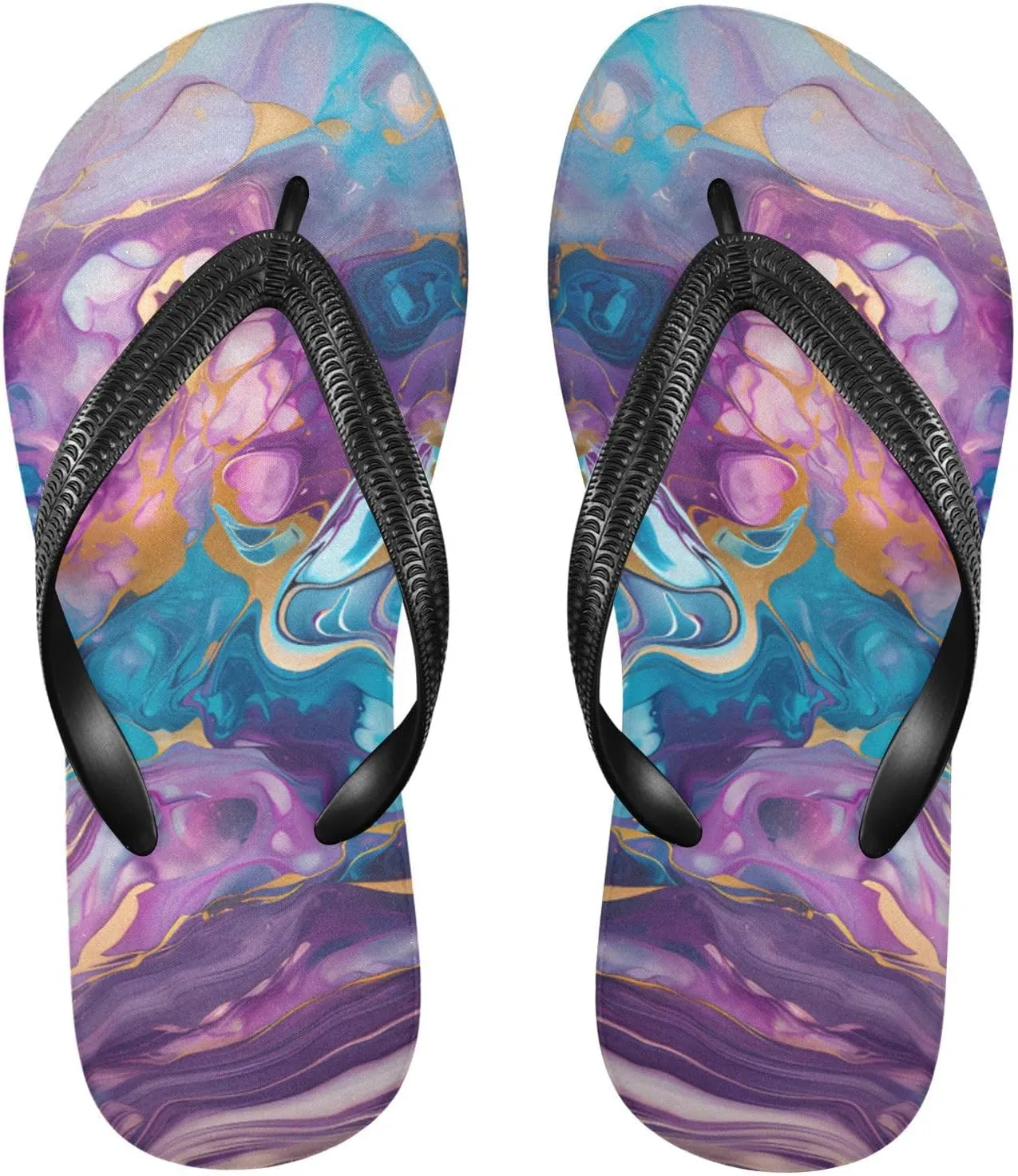 MNSRUU Flip Flops for Women Men Sea Starfish Shell Flip Flops Womens Slides Men Sandals Shower Slippers Summer Non-Slip Flipflops for Swim Beach Bathroom, XS