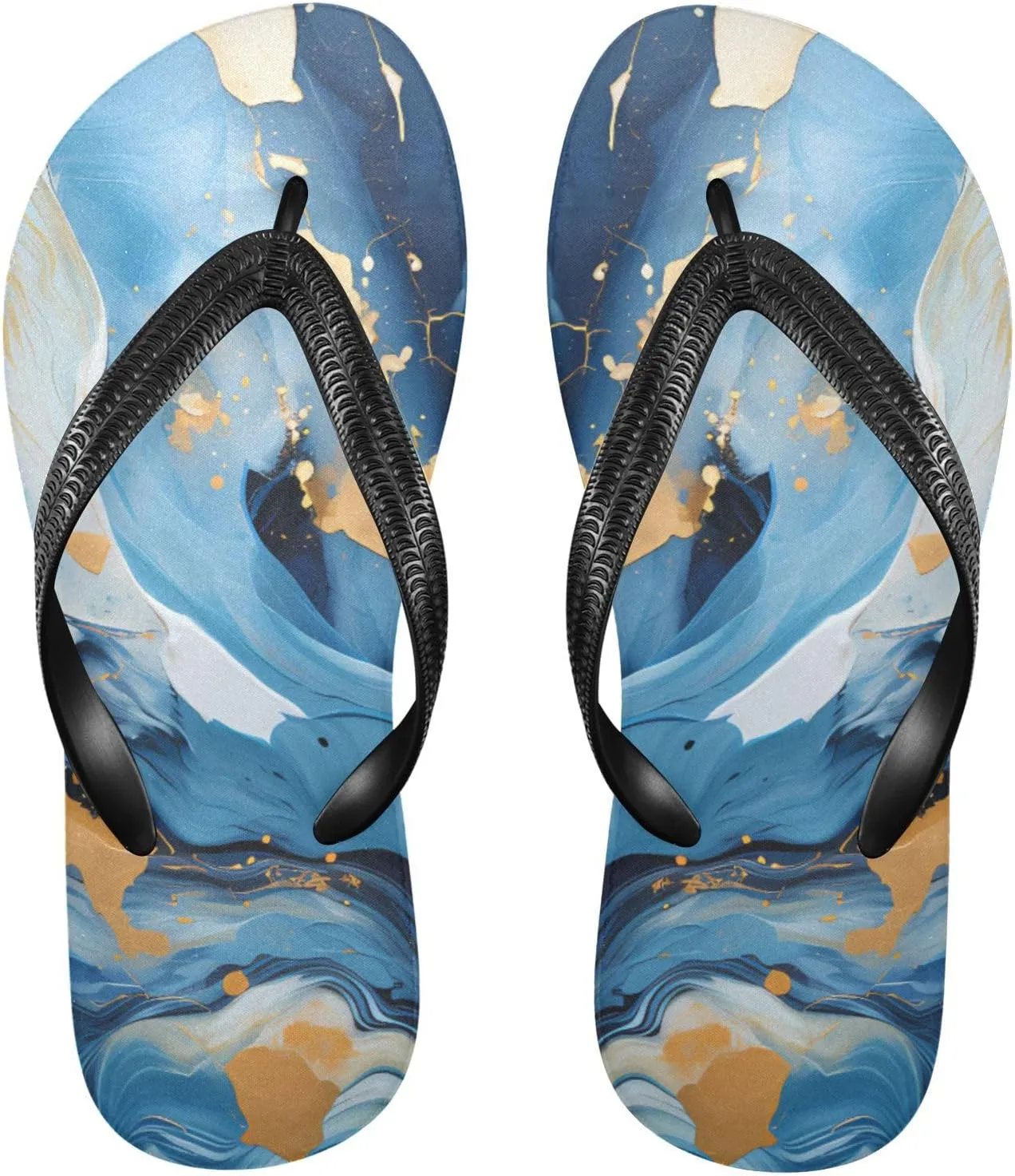 MNSRUU Flip Flops for Women Men Sea Starfish Shell Flip Flops Womens Slides Men Sandals Shower Slippers Summer Non-Slip Flipflops for Swim Beach Bathroom, XS