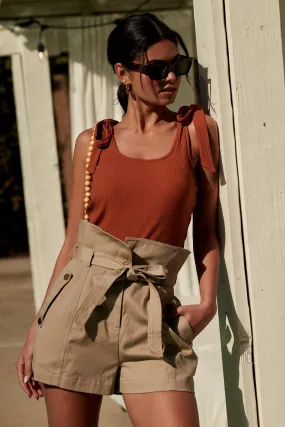 My Way Super High Waist Paper Bag Shorts