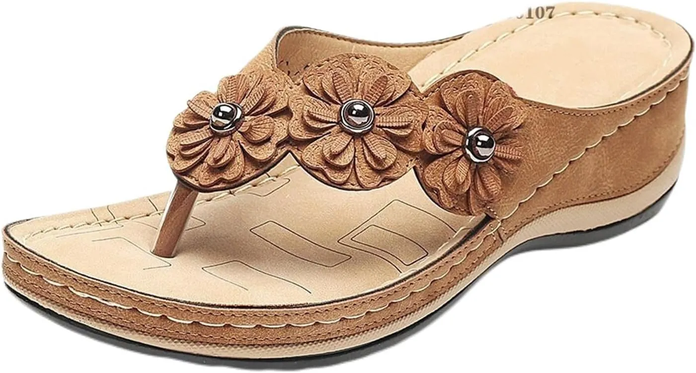 Orthopedic Flip Flops Women Wedge Sandals Comfortable Summer Non Slip Thong Platform Sandals, Casual Beach Comfortable Walking Slippers Arch Support Flip Flops