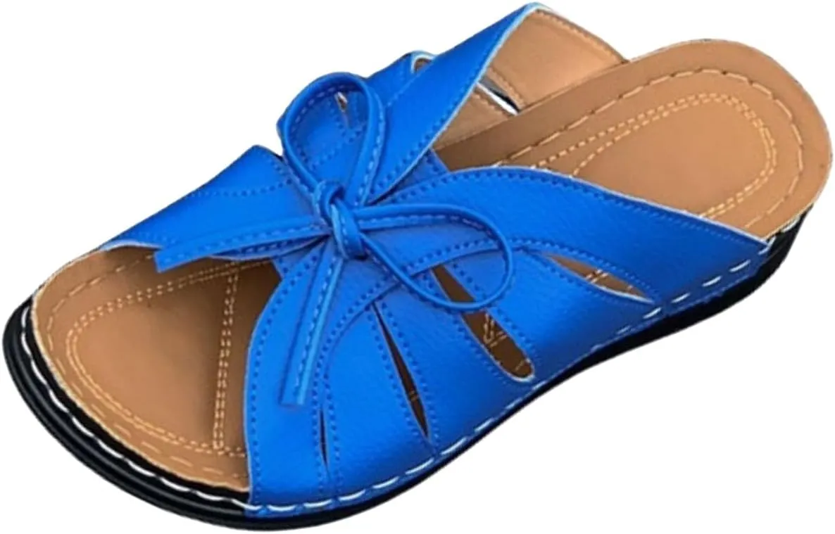 Orthopedic Sandals for Women Arch Support Sandals Women's Bow Open Toe Slip On Walking Sandal, Comfortable Orthopedic Slippers Beach Comfortable Platform Shoes