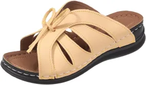 Orthopedic Sandals for Women Arch Support Sandals Women's Bow Open Toe Slip On Walking Sandal, Comfortable Orthopedic Slippers Beach Comfortable Platform Shoes