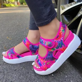 Peep toe platform sandals summer comfortable velcro beach walking sandals