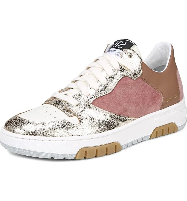 Sam Edelman Jojo Rose Multi Velvet Lace Up Athletic Rounded Toe Low Top Sneakers