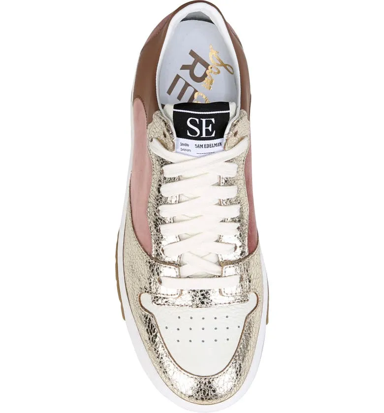 Sam Edelman Jojo Rose Multi Velvet Lace Up Athletic Rounded Toe Low Top Sneakers