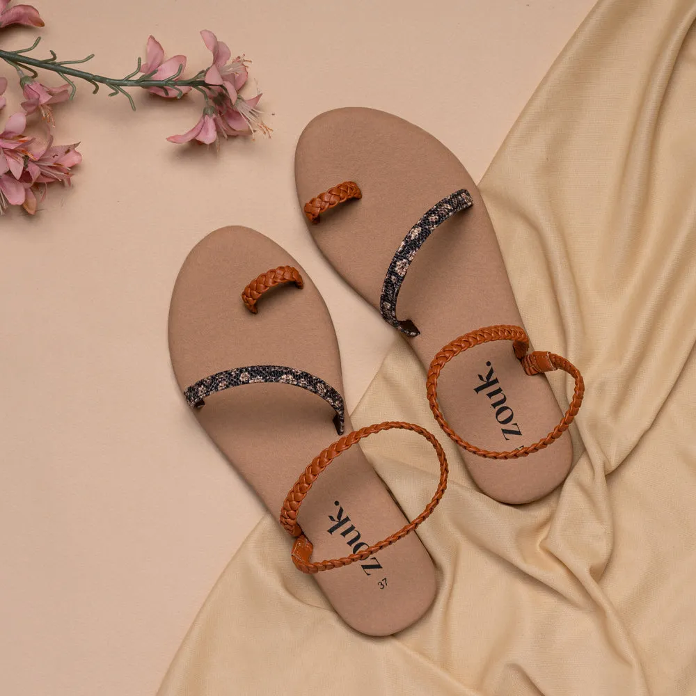Sanjan Jaali Brown Braided Sandal