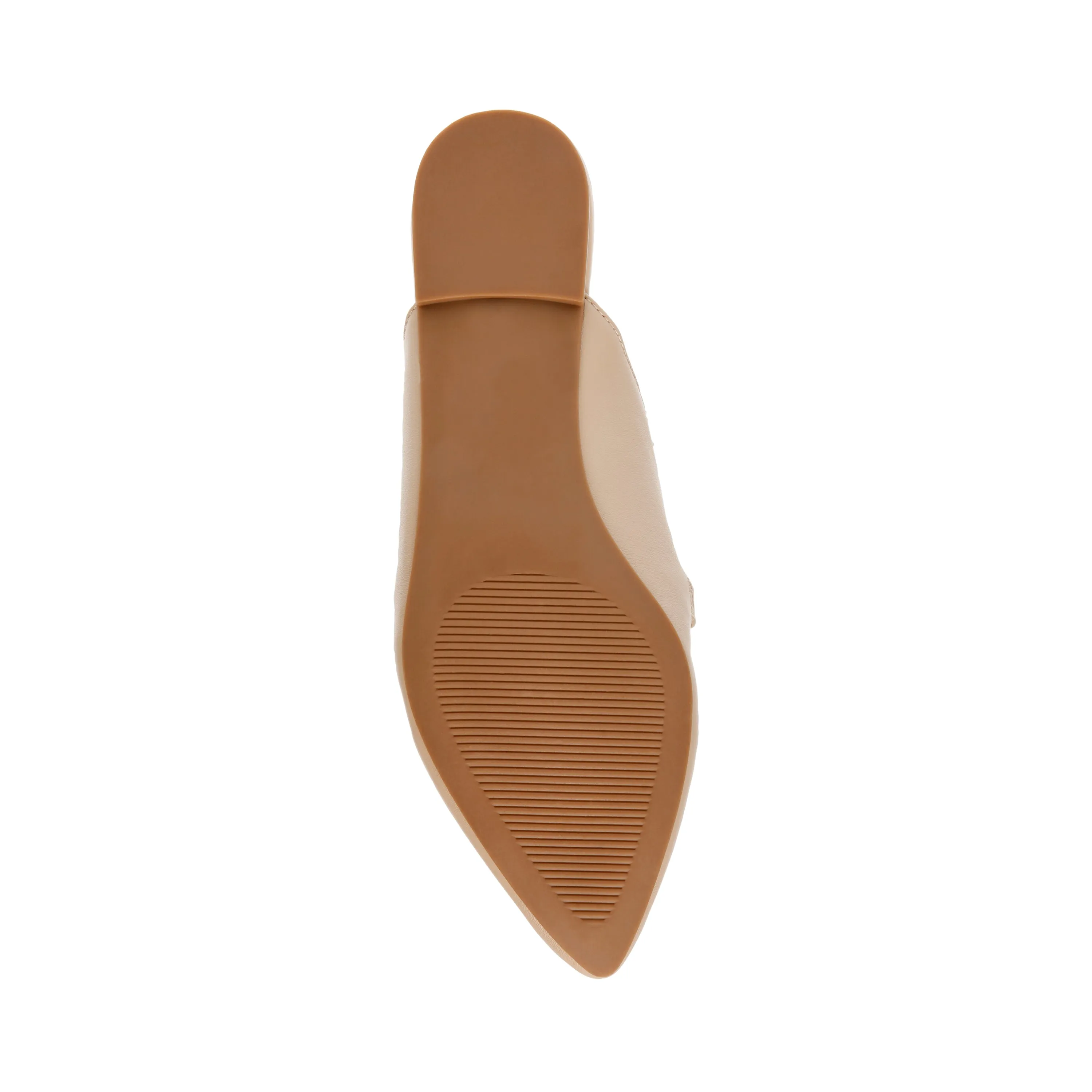 Steve Madden Faine Natural Leather Pointed Toe Slip On Chain Detail Flats Mules
