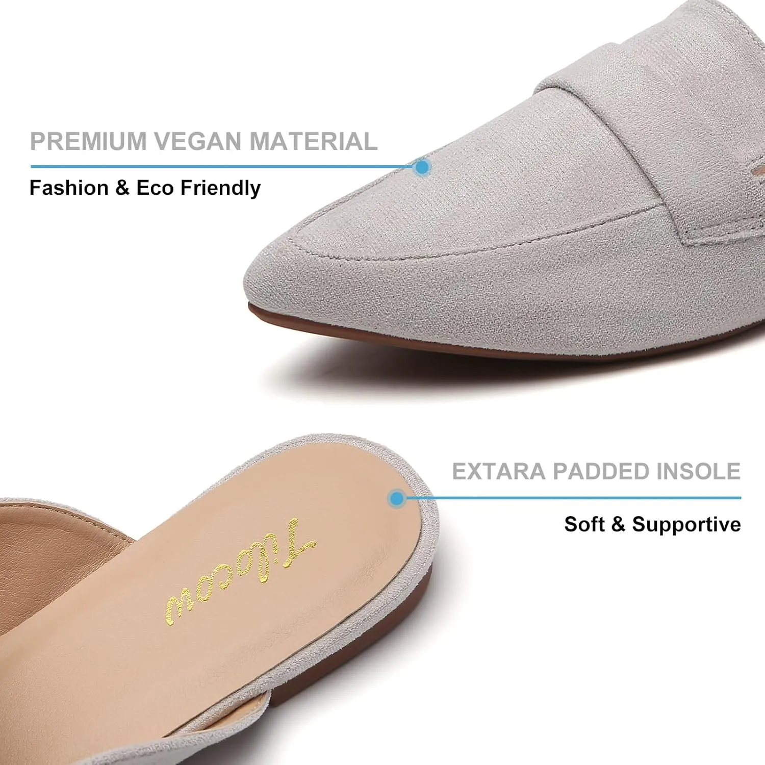 Tilocow Slip On Mules for Women Open Back Closed Pointed Toe Flats Womens Business Work Shoes Flavor Slides