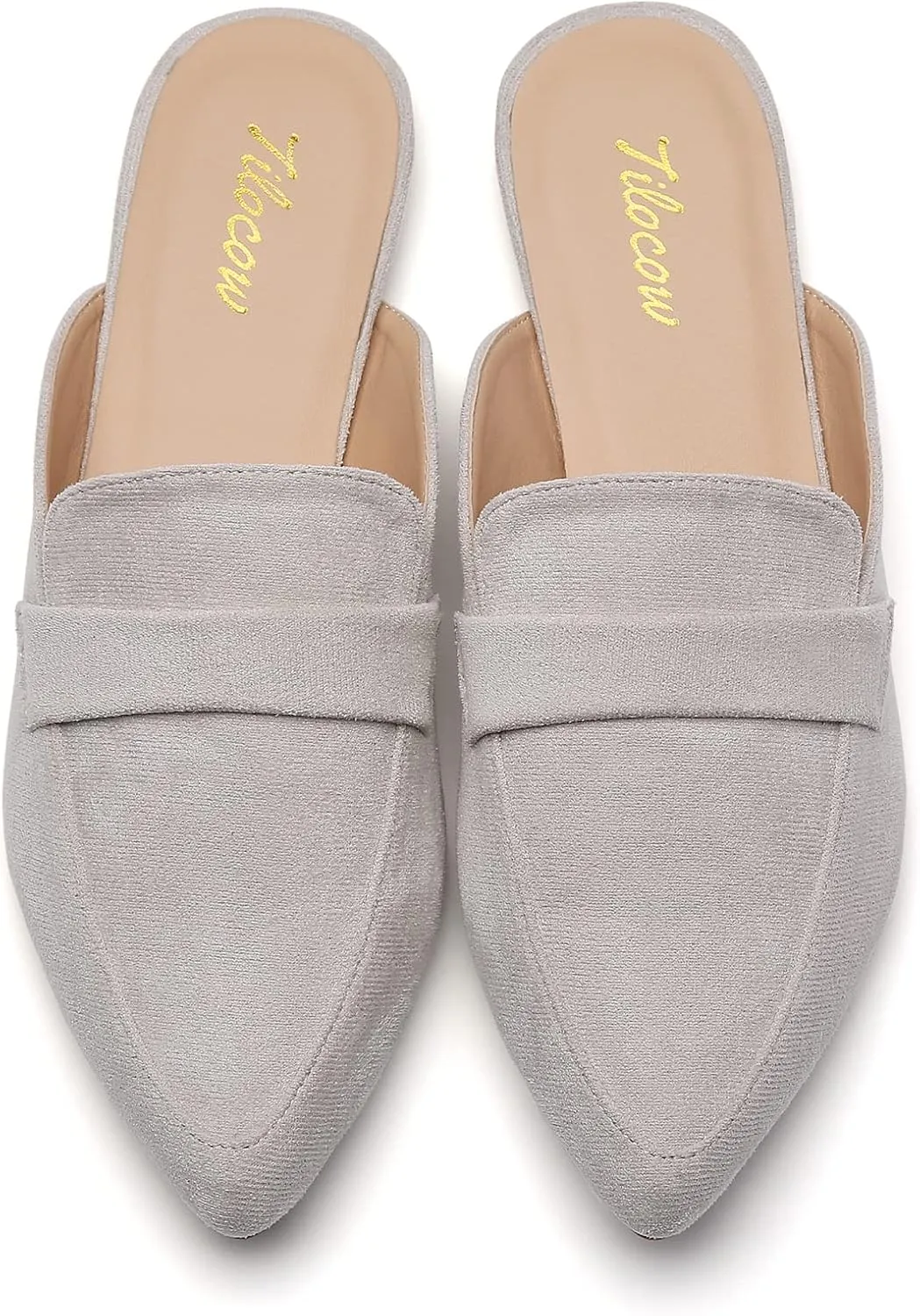 Tilocow Slip On Mules for Women Open Back Closed Pointed Toe Flats Womens Business Work Shoes Flavor Slides
