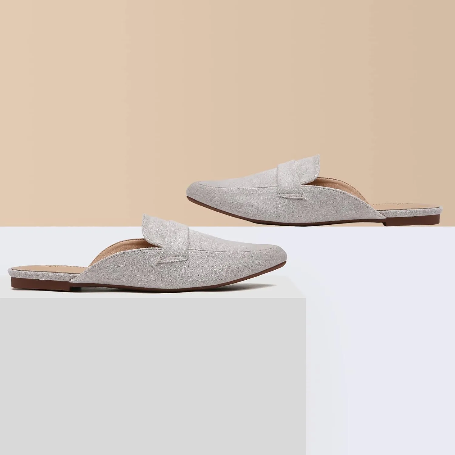 Tilocow Slip On Mules for Women Open Back Closed Pointed Toe Flats Womens Business Work Shoes Flavor Slides