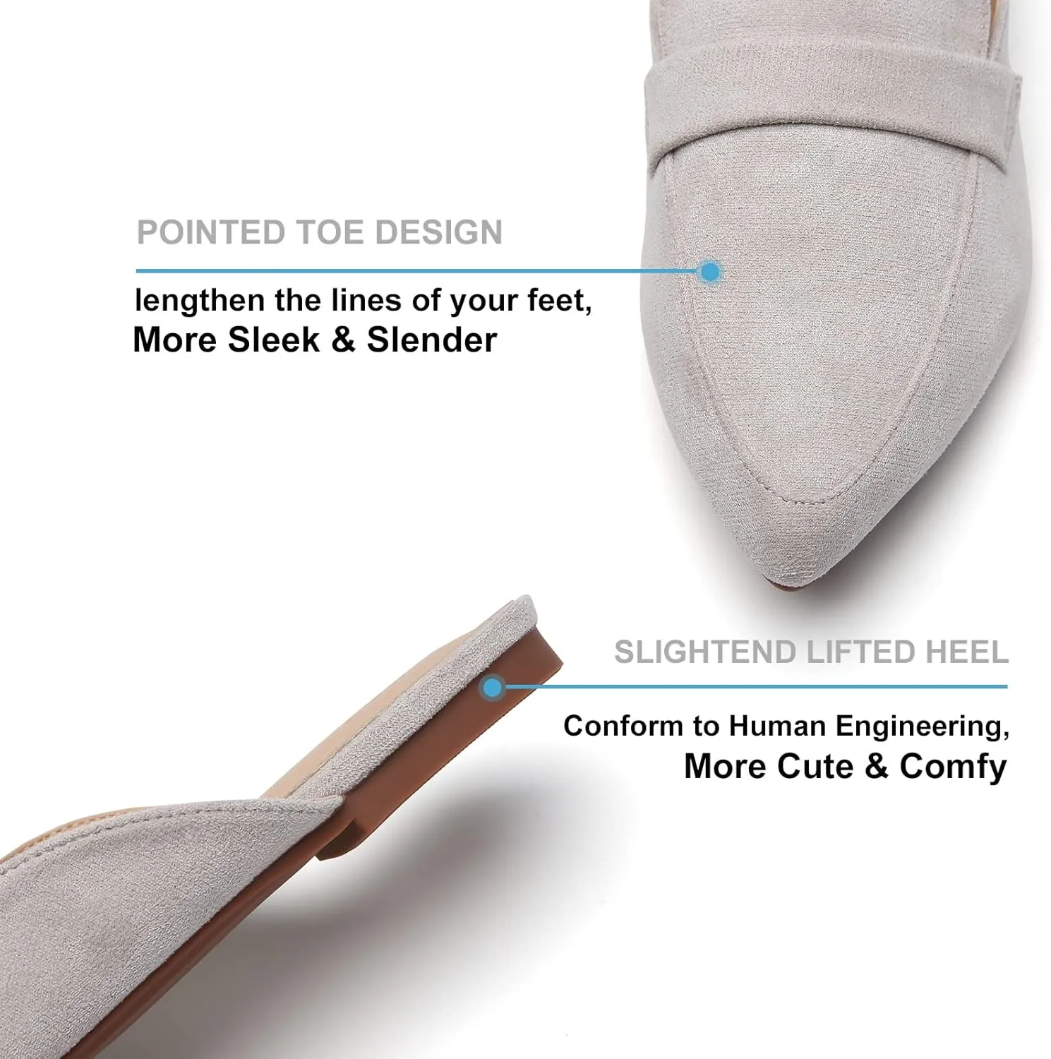 Tilocow Slip On Mules for Women Open Back Closed Pointed Toe Flats Womens Business Work Shoes Flavor Slides