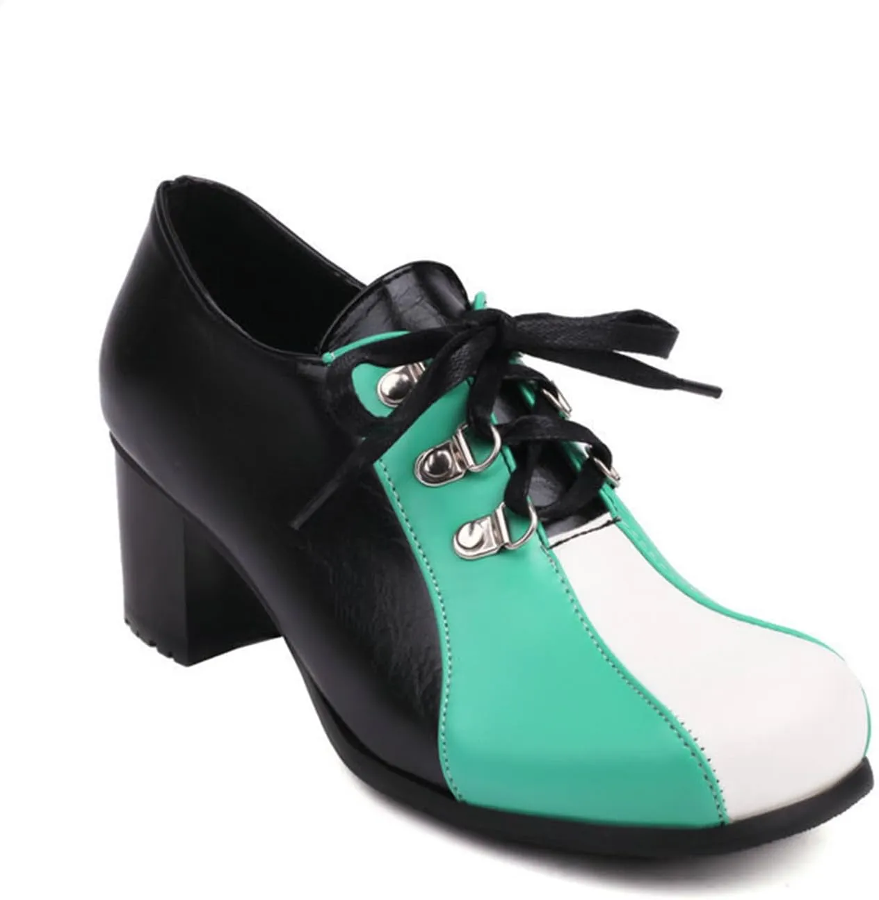 TNXZ Women's Dressy Chunky Loafers Low Block Heels, Comfort Lace UP Platform Business Casual Pumps for Office and Work