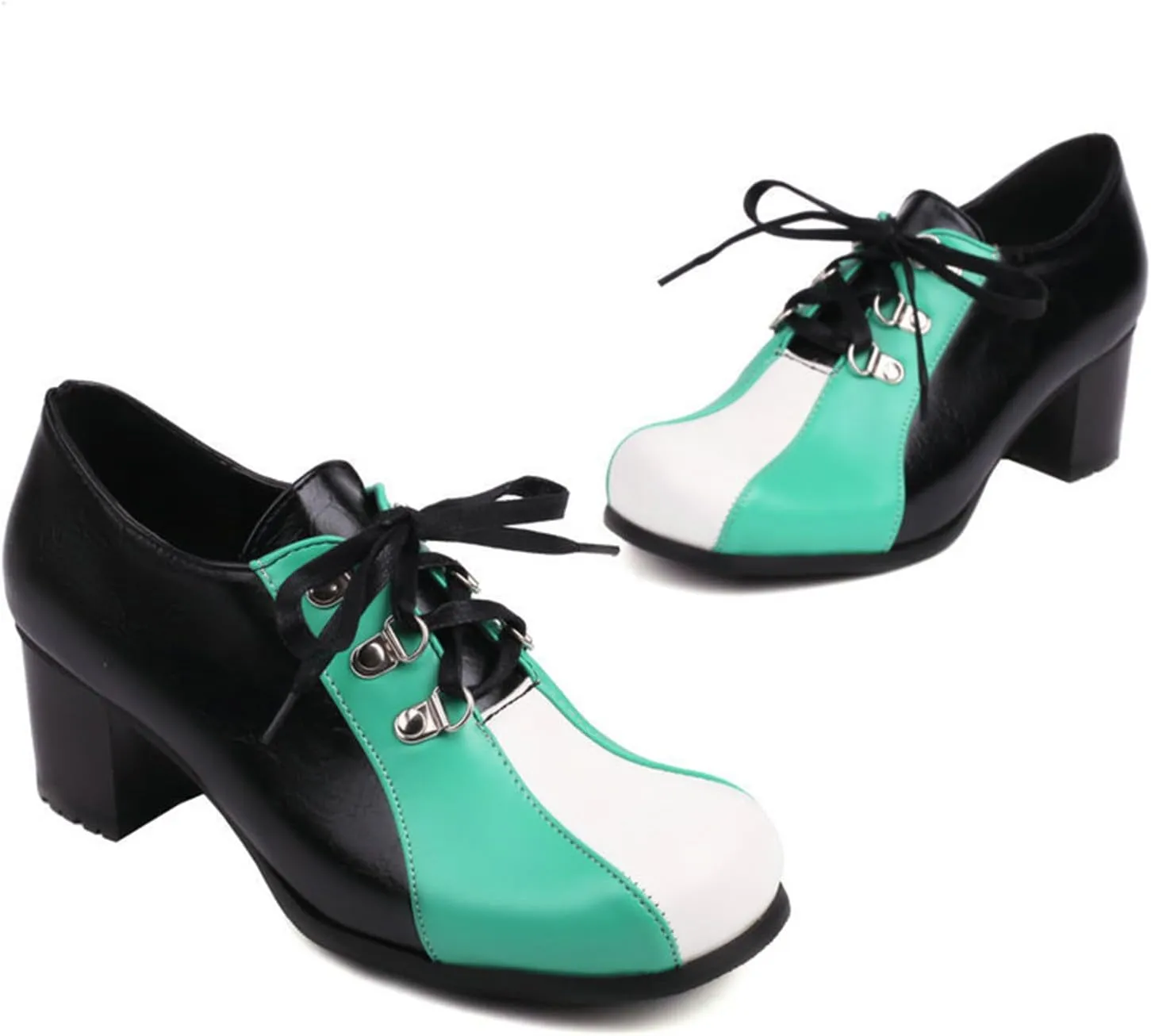 TNXZ Women's Dressy Chunky Loafers Low Block Heels, Comfort Lace UP Platform Business Casual Pumps for Office and Work