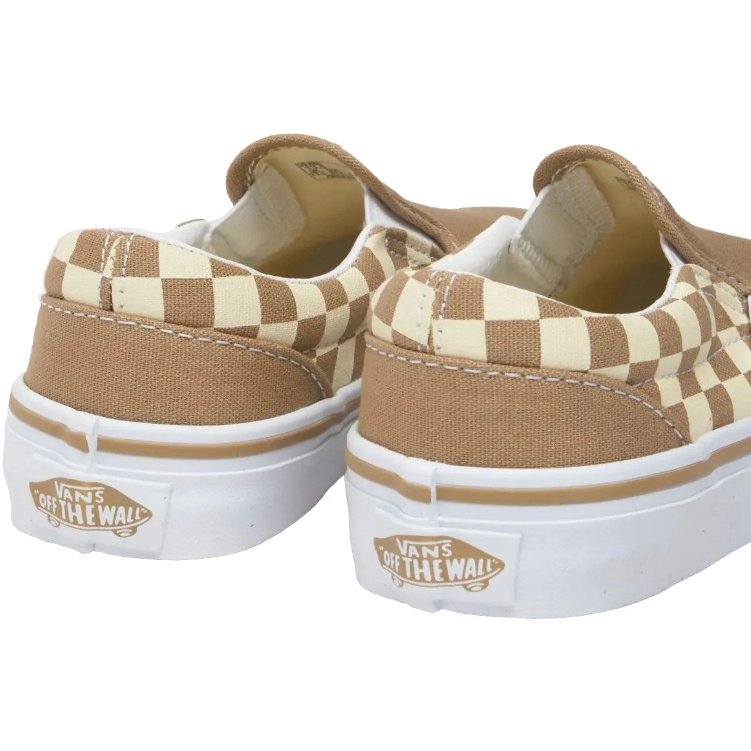 VANS Neutral Checkerboard BROWN/WHITE Classic Slip-On Neutral Checkerboard