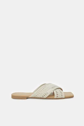 Women Beige Cross Over Mule
