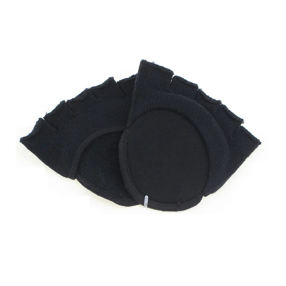 Women Black Five Toe Socks Cotton Heelless Half Dance