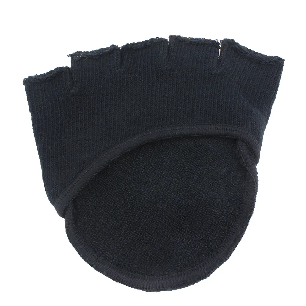 Women Black Five Toe Socks Cotton Heelless Half Dance