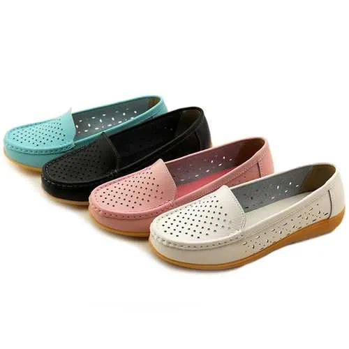 Women Casual Hollow Out Soft Comfortable Summer Slip On Outdoor Flats Loafer Shoes