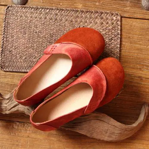 Women Suede Low Top Leather Casual Outdoor Soft Slip On Flat Loafers