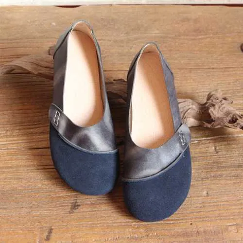 Women Suede Low Top Leather Casual Outdoor Soft Slip On Flat Loafers