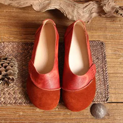 Women Suede Low Top Leather Casual Outdoor Soft Slip On Flat Loafers