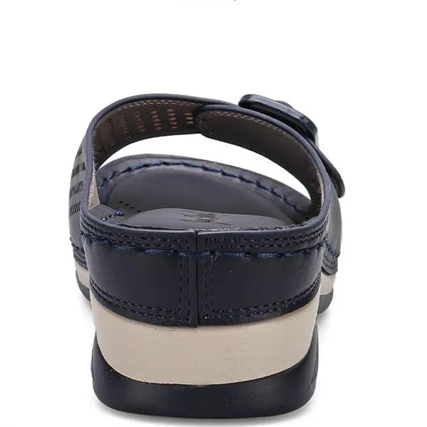 Women's ajustable buckle strap wedge slide sandals