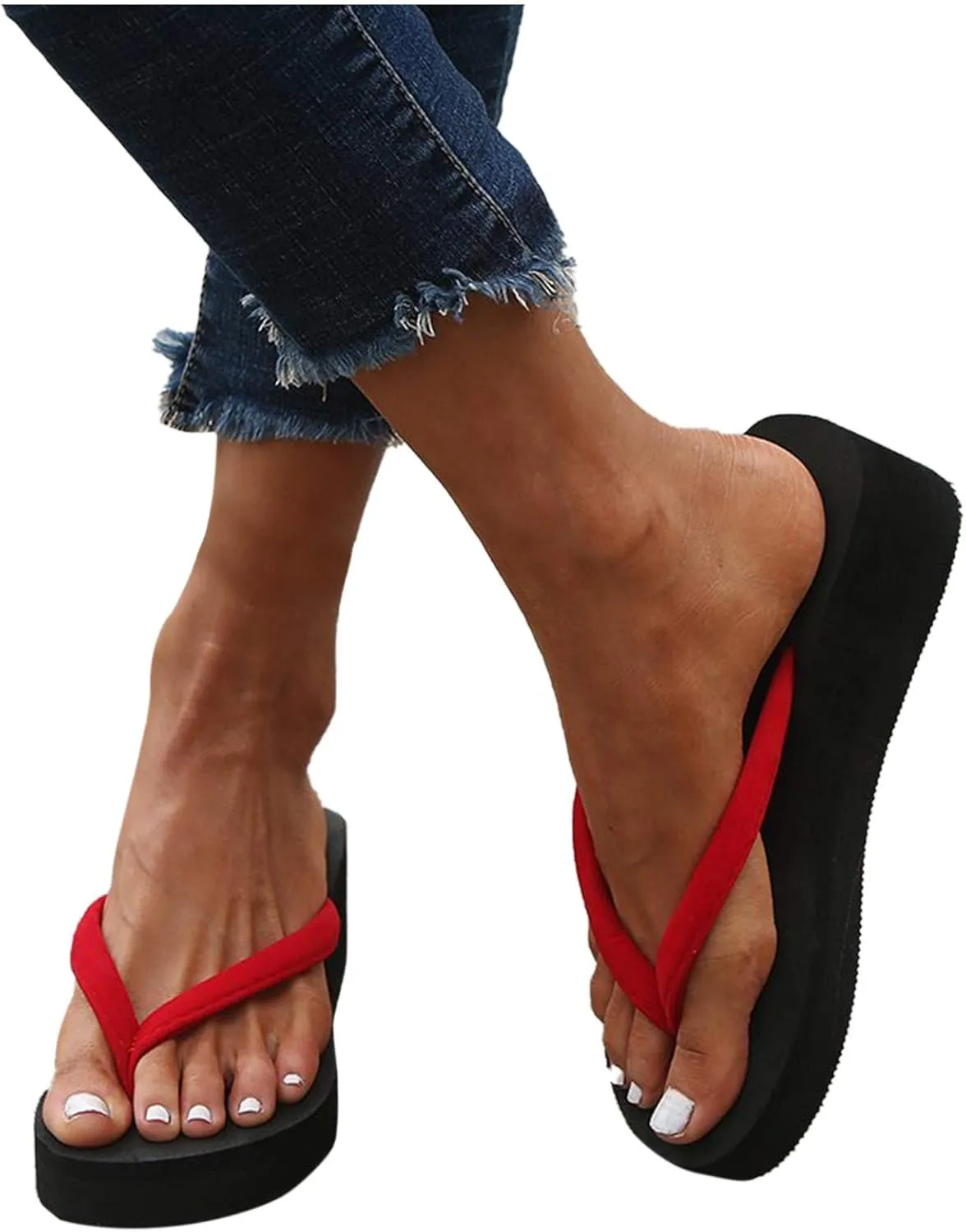 Women's Beach Shoes Ladies Platform Heighten Flip Flops Wedges Bohemian Slippers Clip Toe Sandals