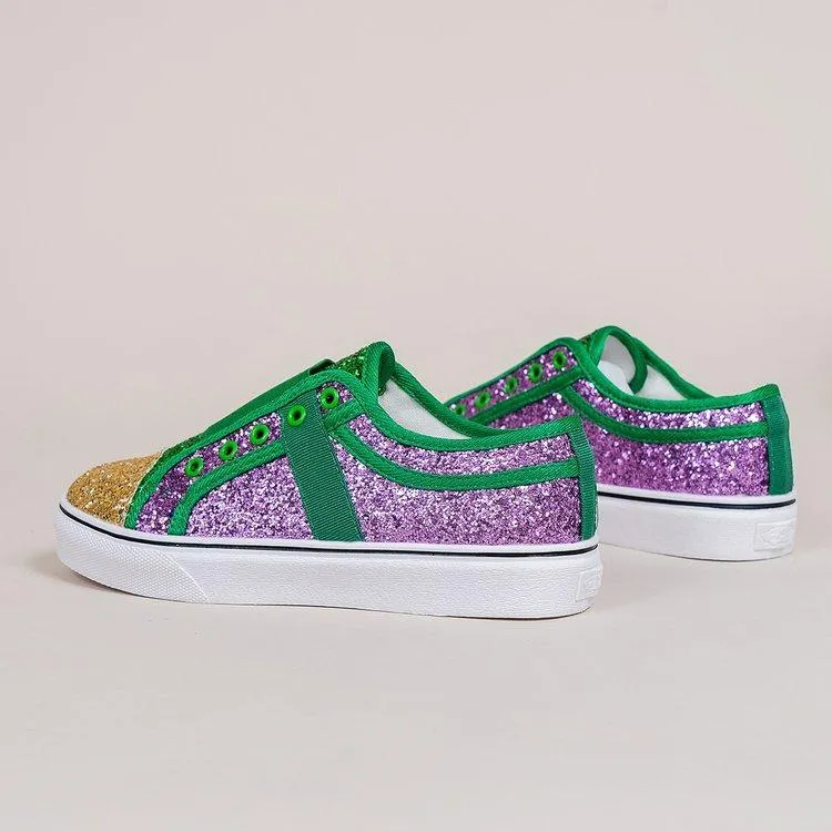 Women's colorful patchwork rhinestone glitter slip on canvas shoes