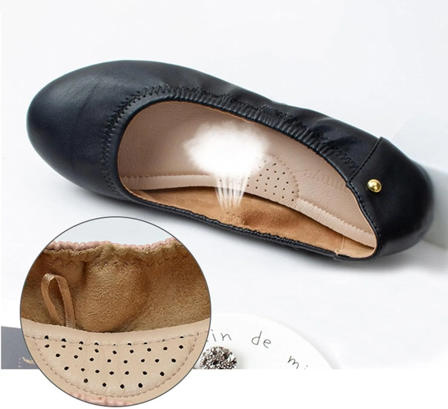Women's Foldable Flats Shoes 2025 Closed Toe Ballet Flats Round Head Soft Bottom Comfort Easy Slip on Dress Shoes