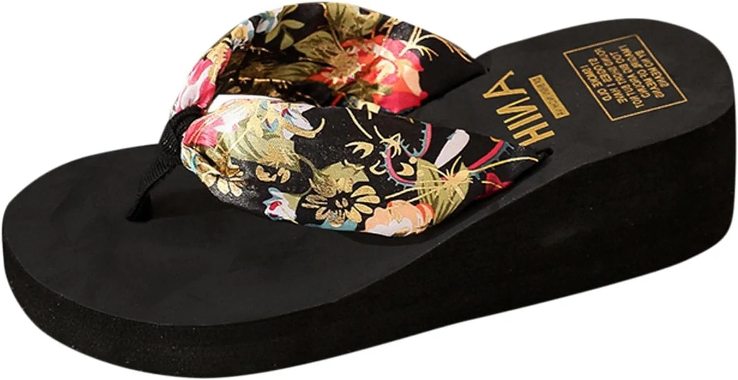 Women's Platform Wedge Sandals Lazy Slip On Flip Flops Clip On Arch Support Soft Soles Casual Beach Thong Slippers Trendy lightweight Leisure Non Slip Bohemian dress Slip steel G25-Purple